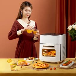 Slimme Airfryer Oven - Heteluchtfriteuse - Gezond Bakken - Olievrije Bereiding - 15 Liter Capaciteit - Zwart — thumbnail 4