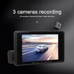 Dashcam voor en achter, Full HD nachtzicht 3-dashcam in de auto, DVR 3-camera nachtzicht 4-inch scherm autorecorder rijvideorecorder — thumbnail 2