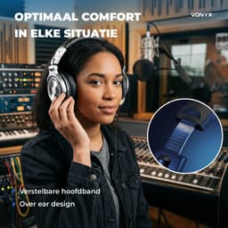 DJ koptelefoon premium - Vonyx HDX200SB - Over ear koptelefoon - Opbergtas - DJ/producer - Aluminium — thumbnail 2