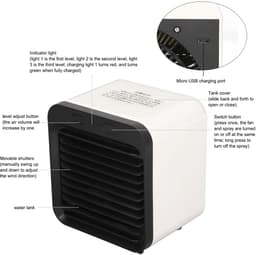 SPHProducts - Draagbare Airconditioner - Mini-luchtkoeler - 3 Snelheden - Zwart wit - USB-aangedreven - Koelventilator - Geschikt voor slaapkamer en k — thumbnail 4