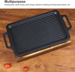 Houtskool Grill, Draagbare Lichtgewicht Rookvrije Grill, Tafel Barbecue, Alcohol Kachel, Binnen Grill met 27 X 20 cm Verwijderbare Grillplaat, Houten Basis voor Kamperen, #311, modern — thumbnail 3