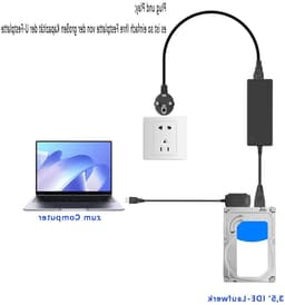 SATA PATA IDE naar USB 2.0 Adapterkabel voor 2.5" en 3.5" Hard Drives en SSD's met Voedingskabel voor PC en Laptops — thumbnail 4