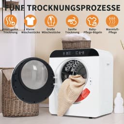 Re-purelife® wasdroger compact met 6 programma's - droogtrommel van ABS met UV- en hoge temperatuursterilisatie - wanddroger met timer en kinderslot - modern wit 49,5 × 42 × 59,5 cm — thumbnail 9