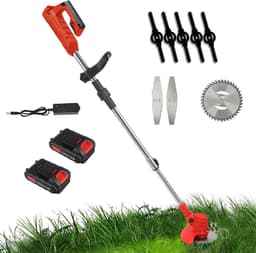 Elektrische Grasmaaier - Snoerloze Trimmer - Tuin Onderhouden - Drie Snijbladen - 90-125 cm - Zwart — thumbnail 1