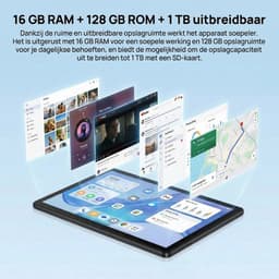 kotsren 11 Inch Tablets - Android 15 Kindertablet - 16GB RAM+128GB ROM - 6800mAh - Octa Core - 5G WIFI - Widevine L1 - Tablet Met Tablet Hoes Sleeve - Zwart — thumbnail 3
