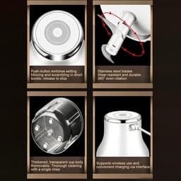 Elektrische Voedselhakker - Keukenmachine Draadloos - Snel Ingrediënten Snijden - Oplaadbaar Compact Ontwerp - 250 ml - Wit — thumbnail 5