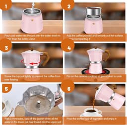 3-kops aluminium espressokoker (Moka Pot) – Klassieke Italiaanse koffiemaker voor op het fornuis – Geschikt voor het bereiden van Italiaanse en Cubaanse koffie – Ideaal voor thuis en op de camping – 150 ml (5 oz) — thumbnail 5