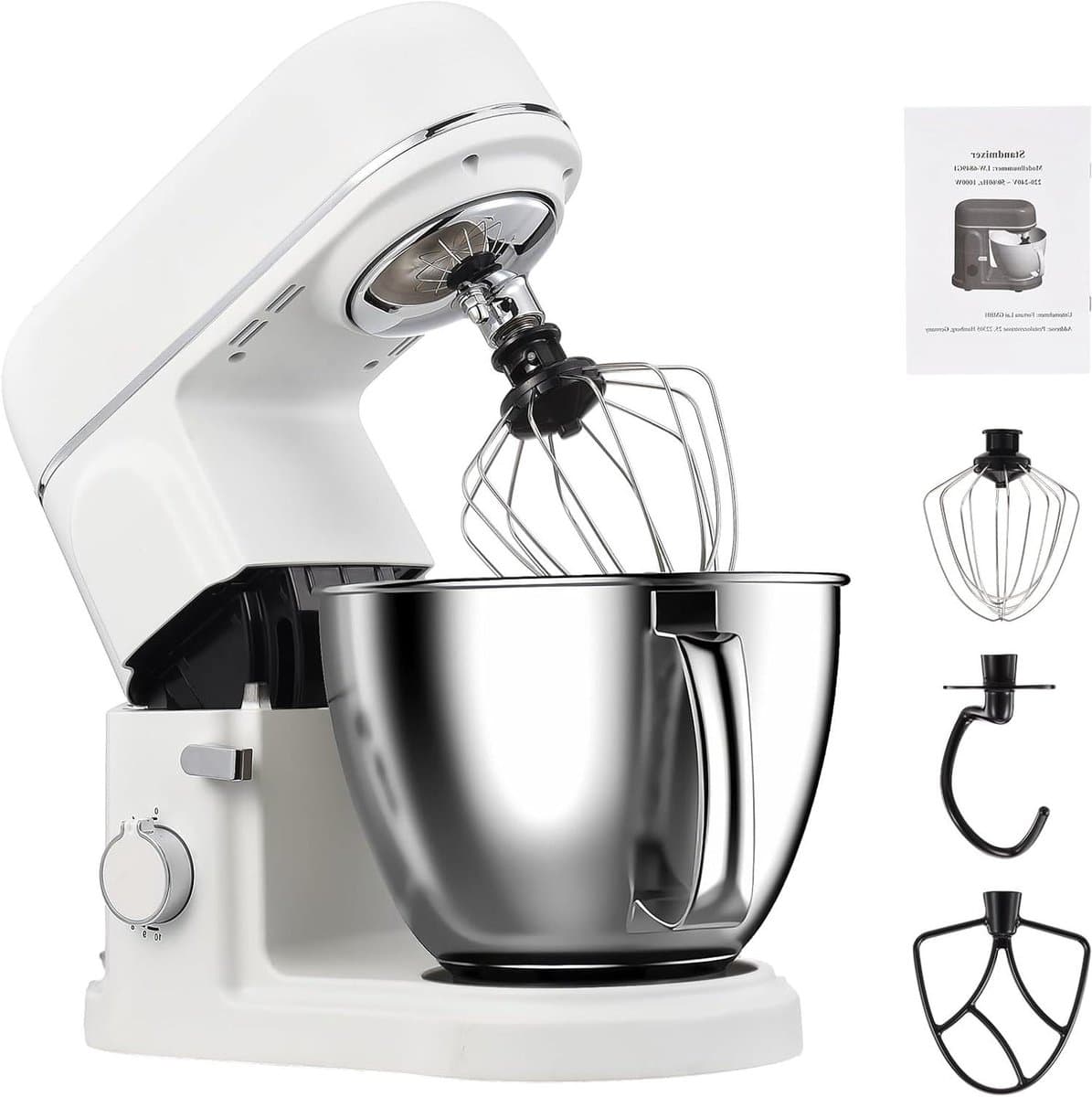 Elektrische Deegmixer - Keukenmachine Mixer - Bakken en Koken - 10 Snelheden - 5 Liter Kom - Wit — afbeelding 1