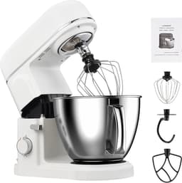 Elektrische Deegmixer - Keukenmachine Mixer - Bakken en Koken - 10 Snelheden - 5 Liter Kom - Wit — thumbnail 1