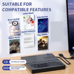 Externe DVD Brander - CD/DVD Station - Bestanden Overzetten - 4 USB Poorten - Extern - Zwart — thumbnail 5