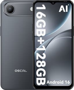 OSCAL FLAT 3C Smartphone - 4G Dual SIM - 16GB RAM - 128GB ROM - 6,56 inch - Android 16 Telefoon - 5000mAh 336Uren - 32MP - GPS - Zwart — thumbnail 1