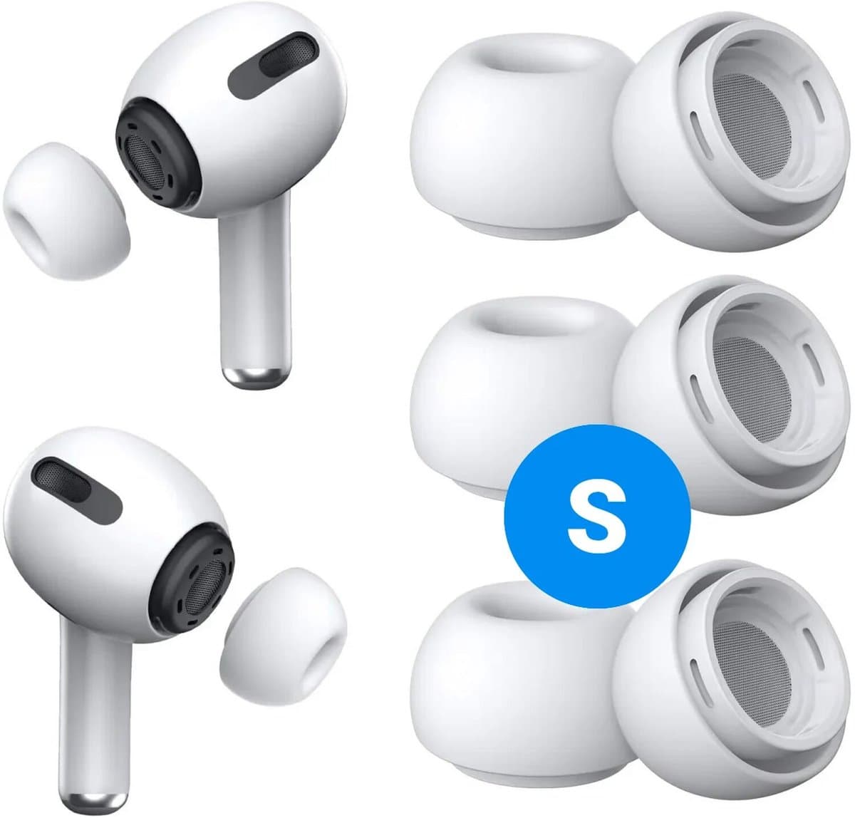3 Pack Siliconen Small (S) Dopjes Oordopjes Vervanging Tips Geschikt voor AirPods Pro (1e & 2e Generatie) — afbeelding 1