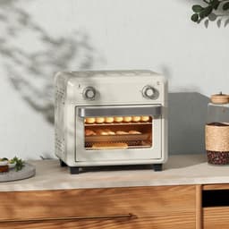 10L Mini Heteluchtoven & Airfryer, 1000W met Timer, voor Frituren, Grillen & Bakken, Vaatwasserbestendig, Crèmewit — thumbnail 2