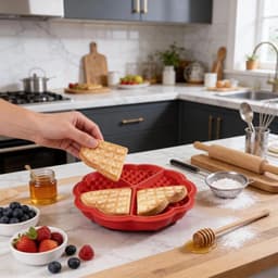 Siliconen Wafelvormen Set voor Airfryer - Hartvormig - 4 en 5 Putjes - Rood - Bakvormen voor Wafels, Muffins en Cake - Creatief Bakken — thumbnail 2
