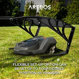 Robotmaaier Garage Carport 102 x 79 x 46 cm Weerbestendig UV-bescherming Metalen Voeten Grasmaaier Overkapping incl. Bevestigingsmateriaal Zwart — thumbnail 2