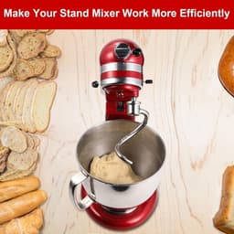 Deeg Haak Mixer - Broodhaak Keukenmachine - Deeg Kneden - Voedselveilig Roestvrij Staal - 4.5-5 Qt - Zilver — thumbnail 4