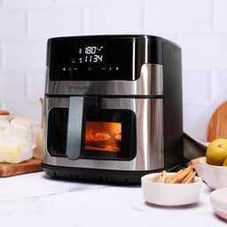 Luchtfriteuse met kijkvenster - Heteluchtoven - Gezond Koken - 7 programma's - 8L inhoud - Zwart — thumbnail 2
