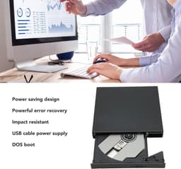 Externe DVD-Drive - Cd-Brander - Data Archiveren - Schokbestendig Ontwerp - 19x16x5 cm - Zwart — thumbnail 3