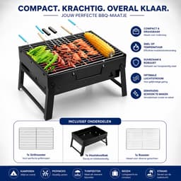 Houtskool BBQ Grill - Opvouwbaar - Draagbare Barbecue - RVS - Zilver — thumbnail 3