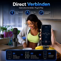 VibeXpert Draadloze Microfoon 2 Stuks - Dasspeld Microfoon - Geschikt voor USB-C & Apple Lightning - Lavalier Microfoon - Plug & Play - Voor iPhone, Android, Vloggen, Interview & Podcast — thumbnail 4