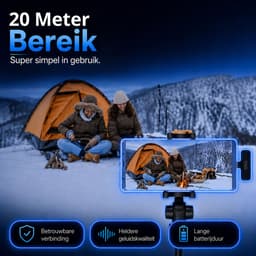 VibeXpert Draadloze Microfoon 2 Stuks - Dasspeld Microfoon - Geschikt voor USB-C & Apple Lightning - Lavalier Microfoon - Plug & Play - Voor iPhone, Android, Vloggen, Interview & Podcast — thumbnail 2