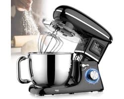 Tafelmixer - Keukenmachine - Grote hoeveelheden mixen - Krachtige koperen motor - 62L kom - Zwart