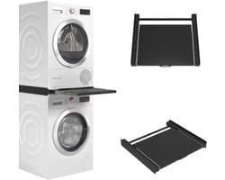 MIRA® Tussenstuk Wasmachine Droger - Stapelkit - Tussenstuk Wasmachine en Droger - Tussenstuk Wasmachine Droger Zwart - Tussenstuk Wasmachine Droger Aeg - Zwart - 54cm x 60cm x 8cm