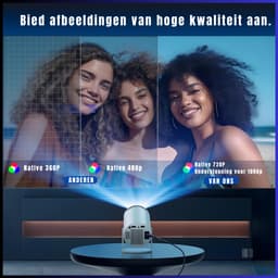 TIM® Draagbare beamer - Beamer - Projector - Mini Beamer - Wit - ‎ 17cm x 12cm x 13cm — thumbnail 4