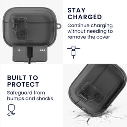 kwmobile Transparante hoofdtelefooncase voor Apple Airpods Pro 2 / Pro 1 hoes - Headphones TPU cover met standaardfunctie en veiligheidsvergrendeling - zwart — thumbnail 3