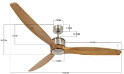 Plafondventilator Akmani RVS - Teak Ø 142cm - Fluisterstil — thumbnail 5