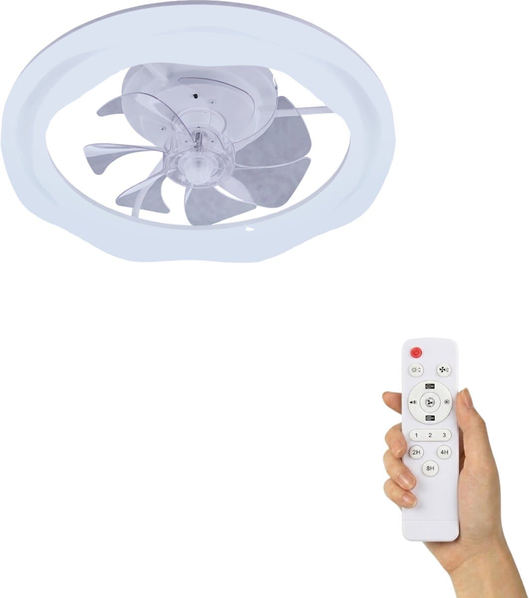Fantiluxe - Greta - Plafondventilator zonder lamp - Wit - Ø50cm - Plafond ventilator - Afstandsbediening - Slaapkamer — afbeelding 1