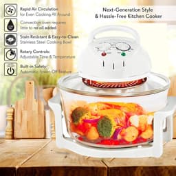 Glazen Airfryer Oven - Heteluchtfriteuse Convectie - Gezond Koken - Zichtbaar Venster - 12 Liter Capaciteit - Wit — thumbnail 5