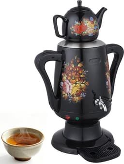 Elektrische Theemaker - Theeapparaat Turkse Koffie - Thee Zetten - Dubbele Pot - 35 Liter - Zilver — thumbnail 1