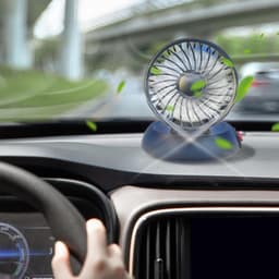 Draagbare Auto Ventilator - Auto Koeler - Comfortabel Rijden - Sterke Luchtstroom - 11x11x13 cm - Wit — thumbnail 4