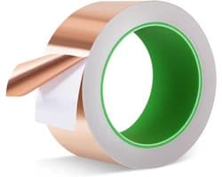 Dubbelzijdige Koperen Folie Tape, 50 mm x 20 m, Zelfklevend, Bescherming Tegen Slakken, Aarding en EMI Scherming voor Plantenbedden