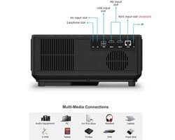 Mini Beamer - Projector - Digitale Beamer - Draagbaar - 1080P Projector - 4K Full HD - Met Auto Focus - 21000LM - 2500ANSI - AC100-240V / 50-60Hz - Android System - 205W - Zwart