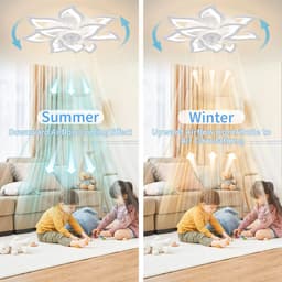 Lily & Lilac Plafondventilator - Lamp & ventilator - Dimbaar - Slimme plafondventilator met verlichting - Bloem design - 6 standen — thumbnail 2