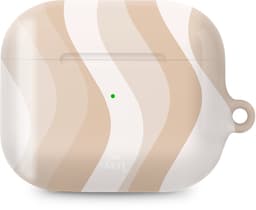 xoxo Wildhearts hoesje geschikt voor Airpods Pro 1 / Pro 2 - Minimal Nude - Ook als telefoonhoesje verkrijgbaar - schokbestendige case geschikt voor Airpod Pro (2) - koptelefoon case - Beschermhoes met golvende print - golven - wit / beige — thumbnail 1