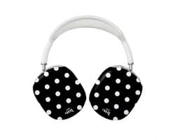 xoxo Wildhearts hoesje geschikt voor AirPods Max (2) - Polka Dots (Zwart) - Ook als telefoonhoesje verkrijgbaar - schokbestendige case - koptelefoonhoesje - Beschermhoes met stippenpatroon - Zwart met witte stippen