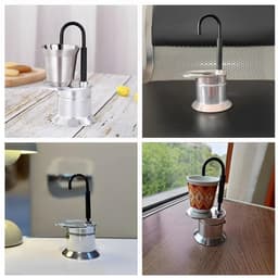Dailygoody - Moka Pot - Koffiezetter - Perfect Voor Buitenfeesten - Zilver - Aluminium Koffiezetter - Handmatig Koffiezetten - 1 Kop — thumbnail 5