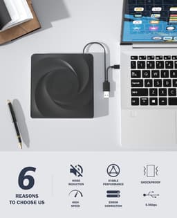 Externe schijf - Optisch station - Films kijken - USB 3.0 Type-C - 14.5 cm - Zwart — thumbnail 5