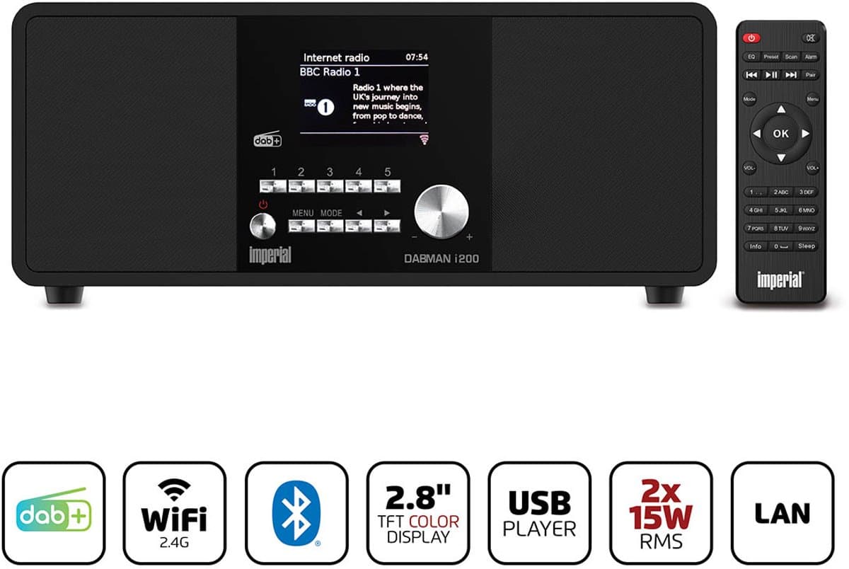Imperial DABMAN i200 V2 - DAB+ / FM Radio - Internetradio - WiFi - Bluetooth - Zwart — afbeelding 1