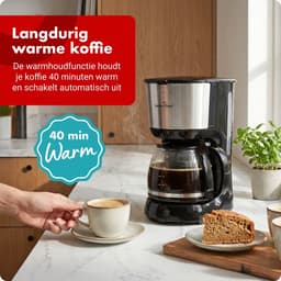 Swiss Haus® CM2212 Koffiezetapparaat – Filterkoffie - 1.25L Glazen Kan – 750W – Anti-Drup – Herbruikbaar Filter – Warmhoudfunctie – 10 Koppen - Zwart/RVS — thumbnail 3