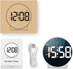 Digitale Wekker - Twee alarmen - Wit - Dimbaar - USB & AAA batterij - Voor volwassenen & kinderen - klok voor thuis in de slaapkamer en op vakantie - reiswekker & kinderwekker - alarmklok — thumbnail 5