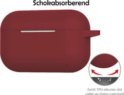 Hoesje Geschikt voor Apple AirPods Pro 2 - Siliconen Hoes met Clip - Silicone Case Cover - Wijnrood — thumbnail 3
