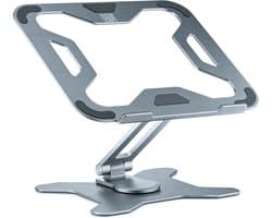 Kos Design - In hoogte verstelbare Laptop standaard - 360* Draaibaar - 13 tot 18 Inch Laptops - Luxe uitvoering - Opvouwbaar - Aluminium Grey - Ergonomische ontwerp - Tijdloos Design