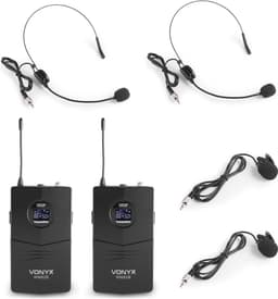 Draadloze microfoon - Vonyx WM82 Draadloze UHF microfoonset met 2x headset — thumbnail 2