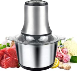 MKSS® Foodprocessor - Elektrische Groentesnijder Multifunctioneel - Vleesmolen - Gehaktmolen - RVS - Top Kwaliteit - Zilver — thumbnail 1