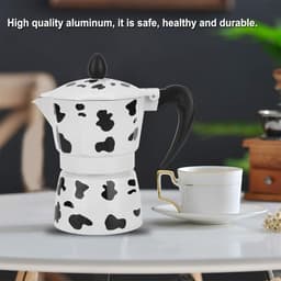 Aluminium Kookplaat Draagbare Espresso Maker - Moka Pot Met Hittebestendige Handgrepen Melk Koe Patroon - Thuis Koffie Winkel Gebruik - 3 Cup 150ML — thumbnail 3