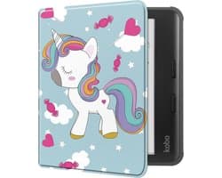 Hoes Geschikt voor Kobo Libra Colour Hoesje Bookcase Cover Book Case Hoes Sleepcover - Eenhoorn